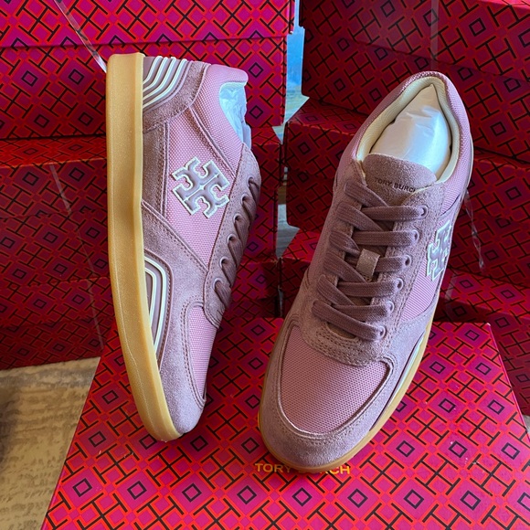 Tory Burch Shoes - Tory Burch Pink Sneakers with Gold Details